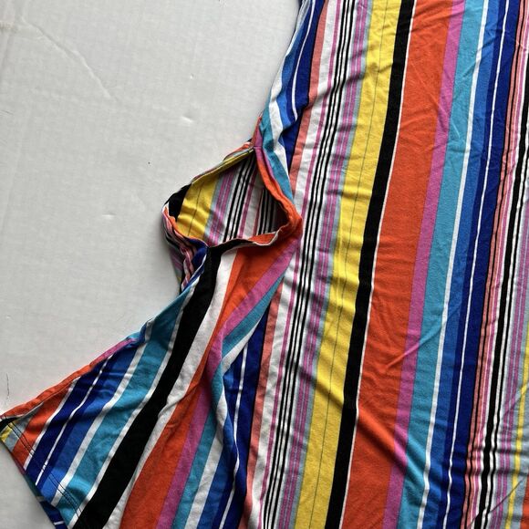 Cupio Colorful Multicolored Striped Sleeveless Mini Dress With Pockets Petite L - Picture 5 of 8